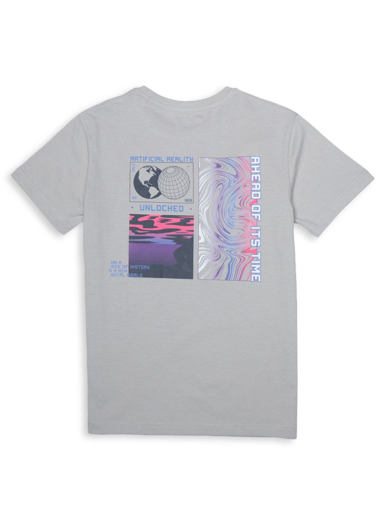 Gini & Jony Kids Grey Solid T-Shirt