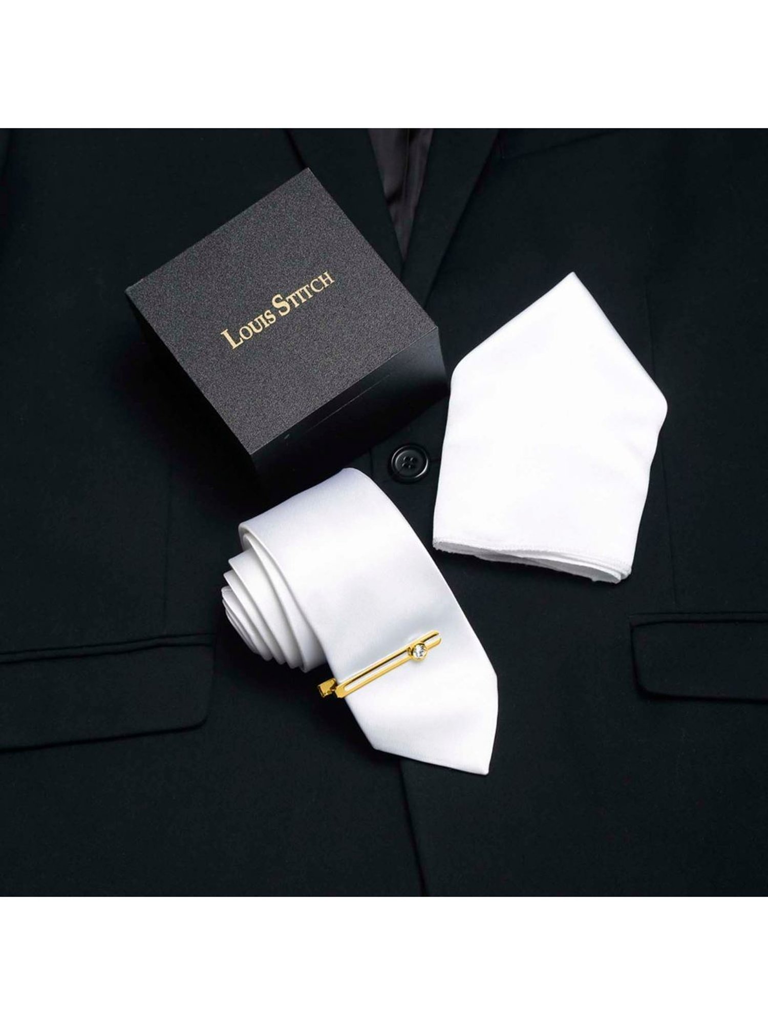 Louis Stitch Blue Printed Necktie Gift Set - Set of 3