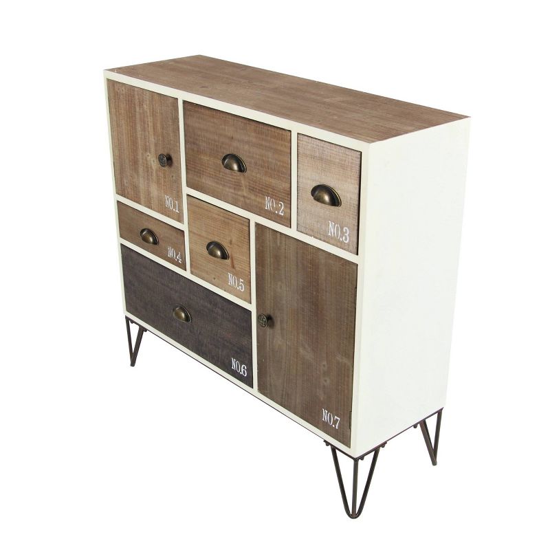 Wood and Metal 7 Drawer Buffet White/Black - Olivia & May