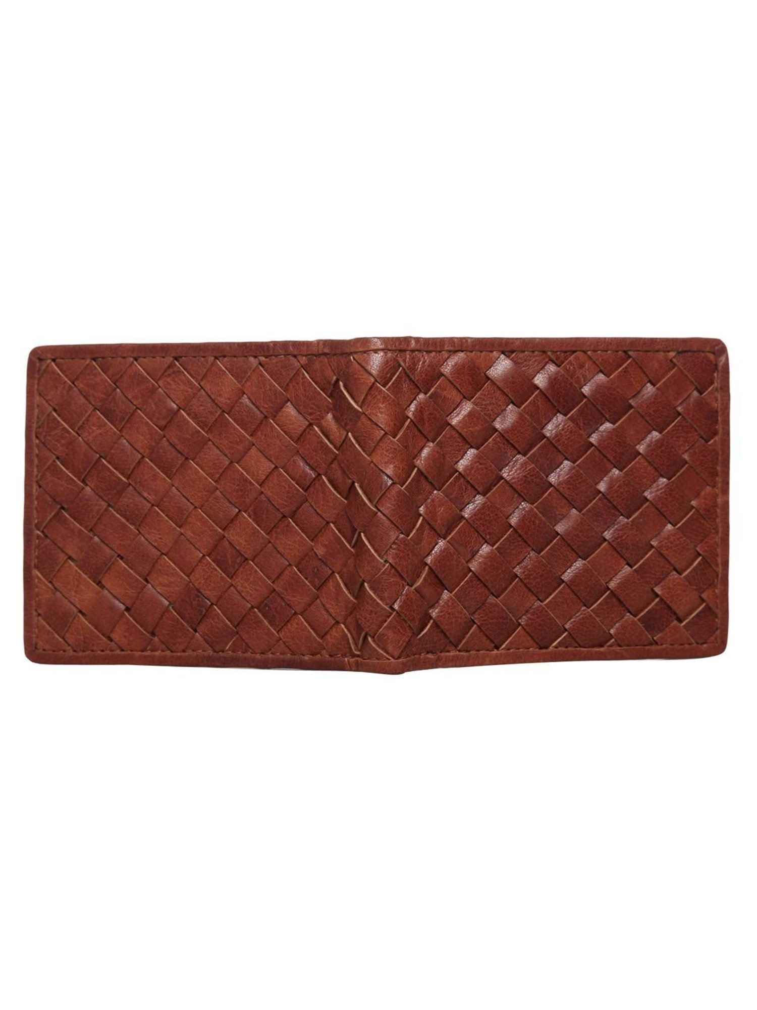Aditi Wasan Brown Woven Leather Bi-Fold Wallet for Men