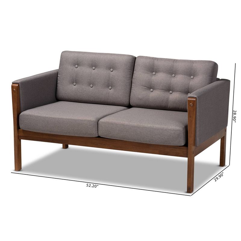 Lenne Upholstered Loveseat Gray/Walnut - Baxton Studio