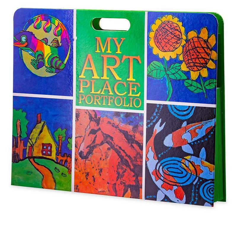 My Art Place Expandable Color-Tabbed Portable Art Storage Portfolio with Decorative Frame, 19" x 15 1/4 "