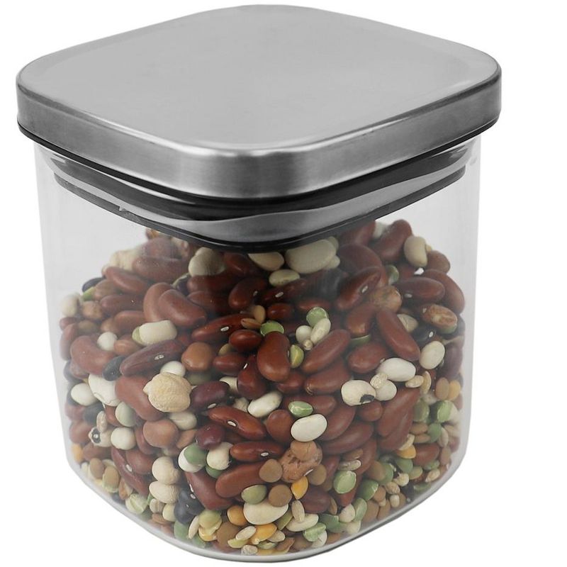 Michael Graves Design Small 27 Ounce Square Borosilicate Glass Canister with Stainless Steel Top