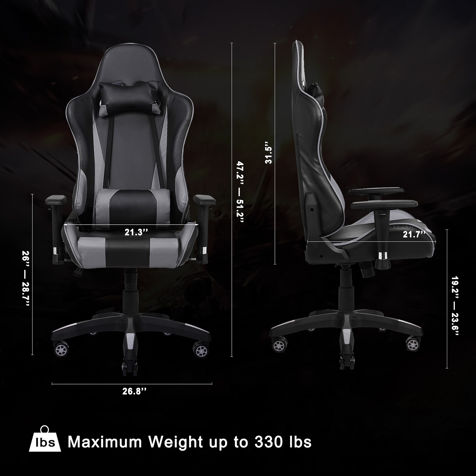 YOUTHUP Racing Style Gaming Chair Adjustable Ergonomic Computer Desk Chair,PU Leather Racing Reclining Swivel High Back Chair with Headrest and Lumbar Support,Pink