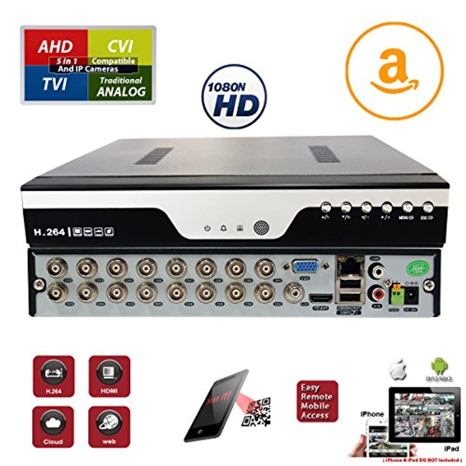 evertech 16 channel security dvr recorder h.264 1080n hybrid 4in1 ahd tvi cvi analog cctv security camera system digital video