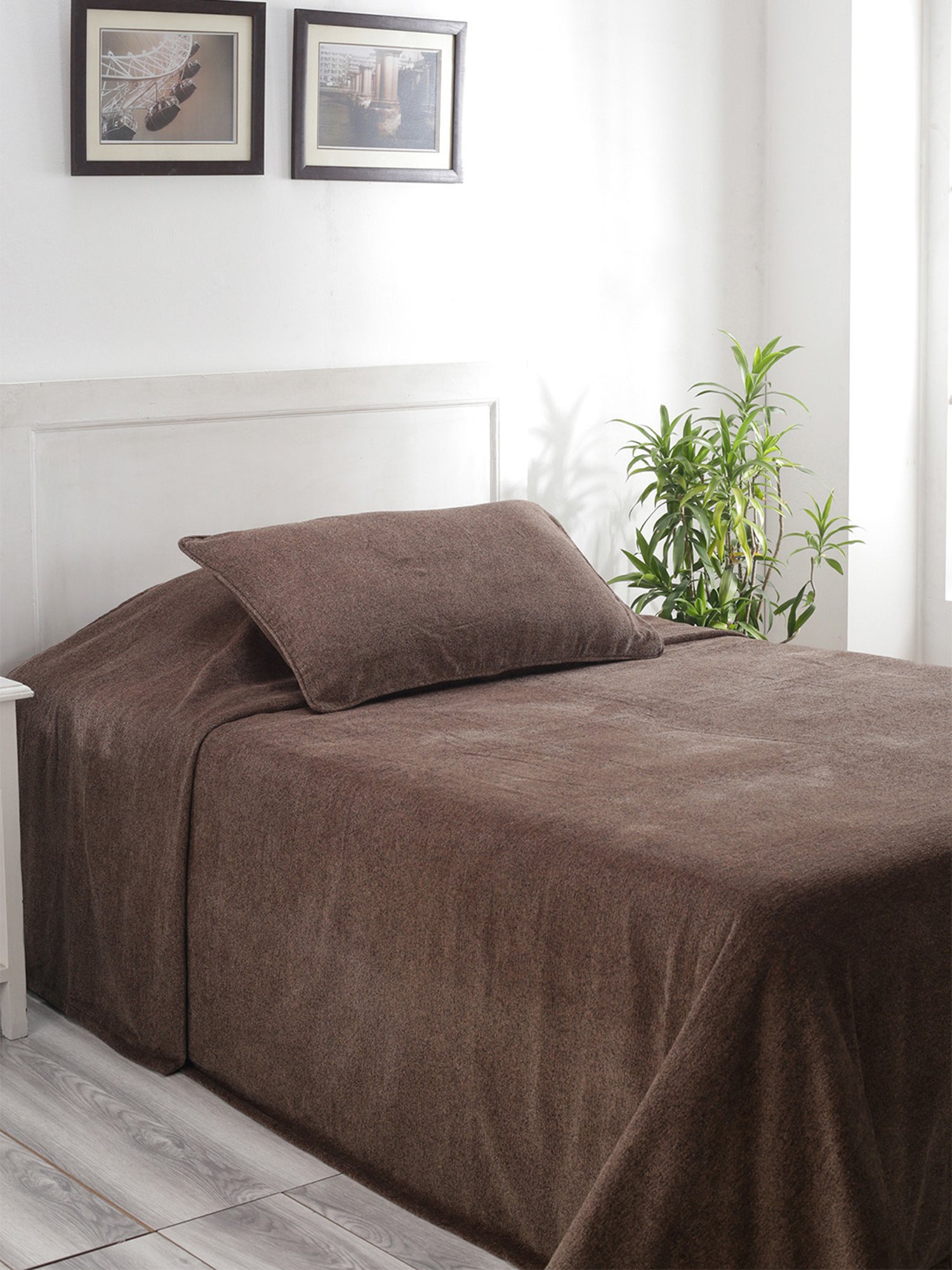 Maspar Colorart Charlotte Solid Grey 110 TC Cotton Blend Single Bed Cover