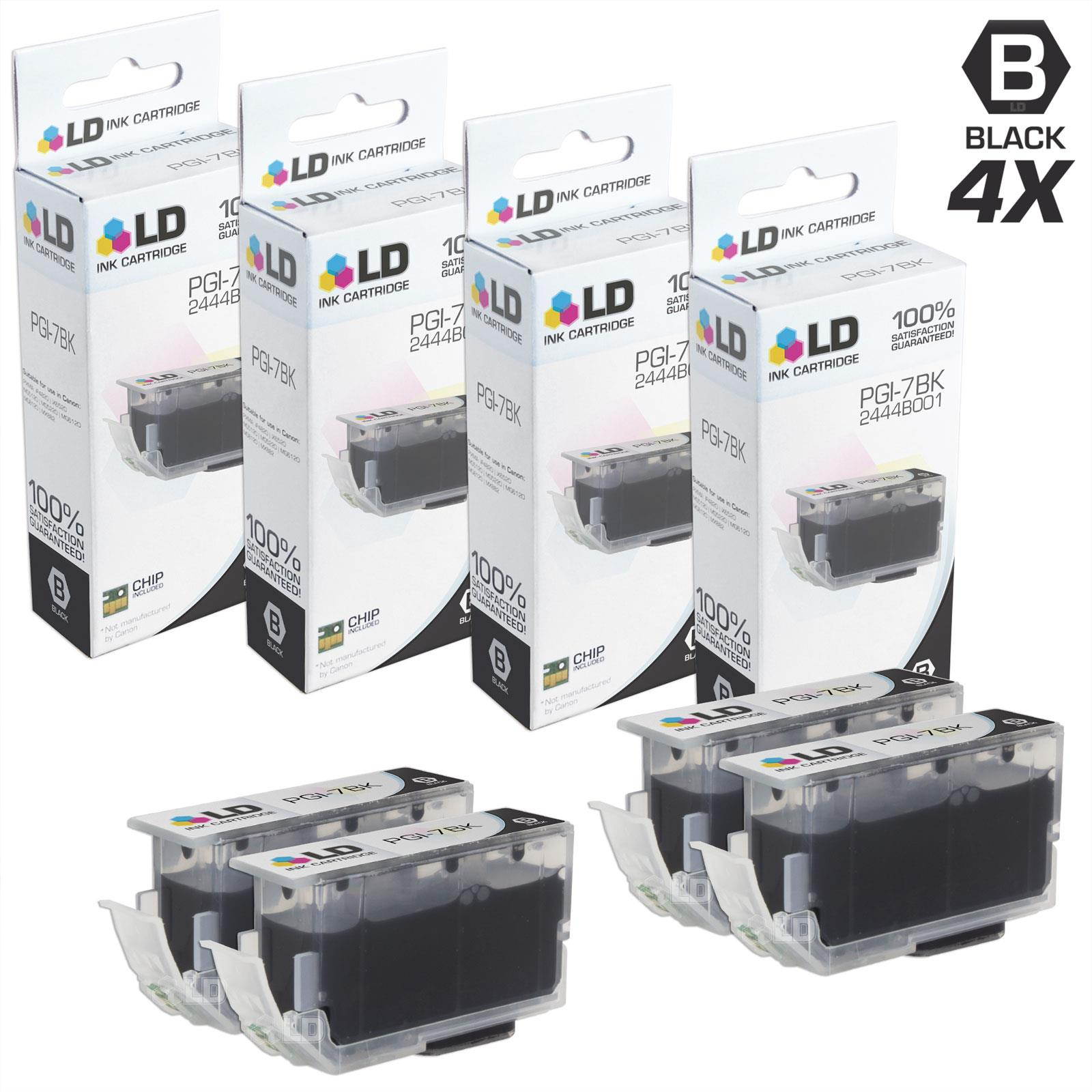 LD Compatible Ink Cartridge Replacement for Canon PGI-7Bk 2444B001 (Black, 4-Pack)