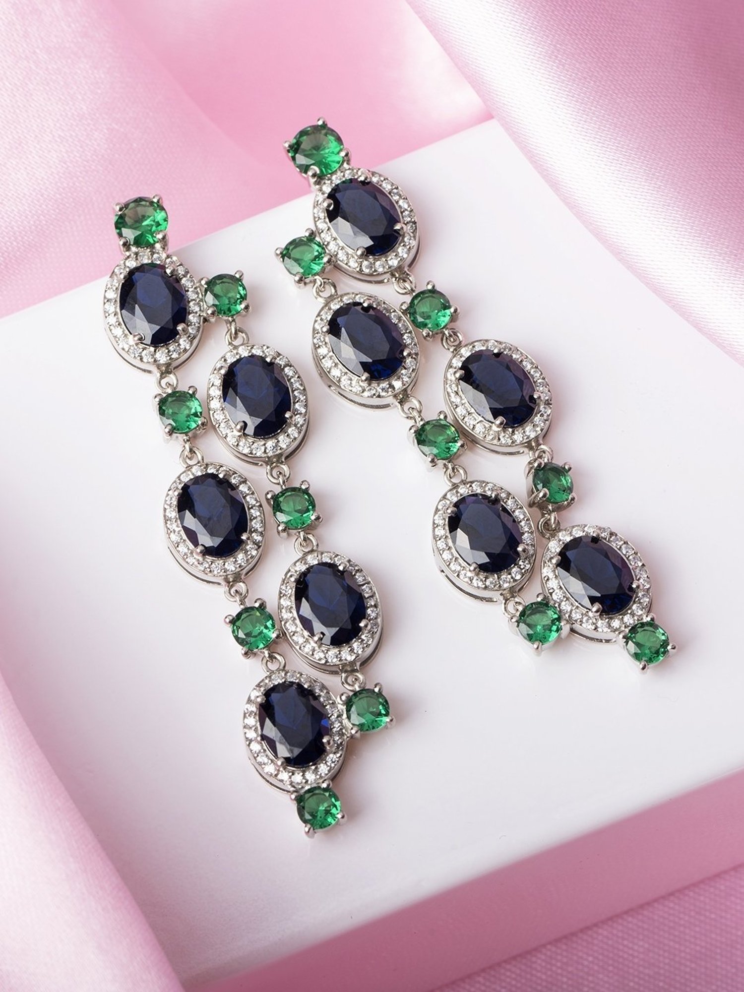 Zavya 925 Sterling Silver Radiant Starfall Rhodium- Dangler Earrings For Women