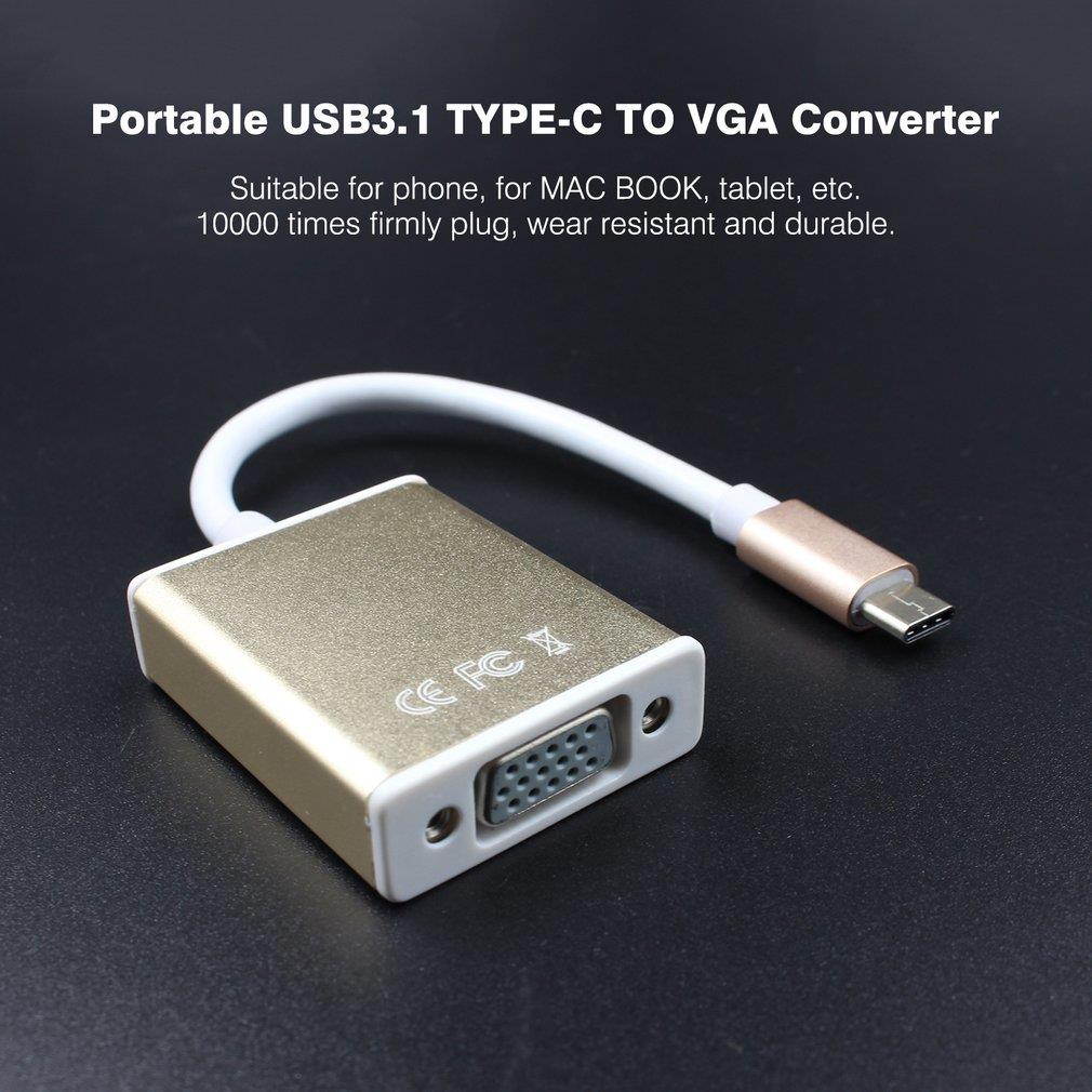 Portable USB3.1 TYPE-C TO VGA Converter TYPE-C TO VGA Adapter Converter Cable