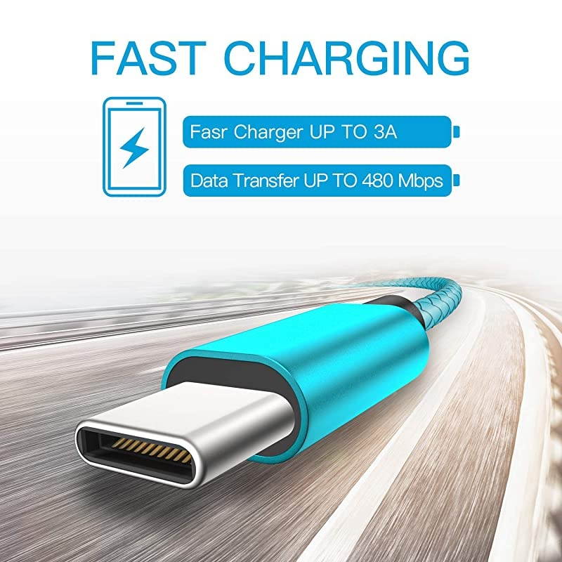 USB C Cable,  Type C Charging Cable 3 Pack (6Ft) Braided Fast Charging Cord Compatible with Samsung Galaxy A20 A50 A51 A71 A10 A10e S10 S20 Plus Note10, LG Stylo 5 4,and Other USB C Device