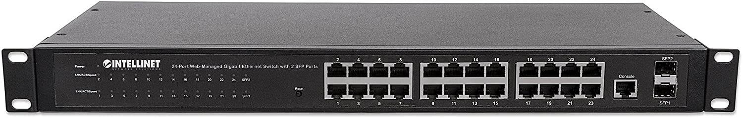 Intellinet 24-Port Web-Managed Gigabit Ethernet Switch with 2 Sfp Ports - 24 Ports - Manageable - 2 X Expansion Slots - 1000base-t, 1000base-x - 24, 2 X Network, Expansion Slot - Twisted