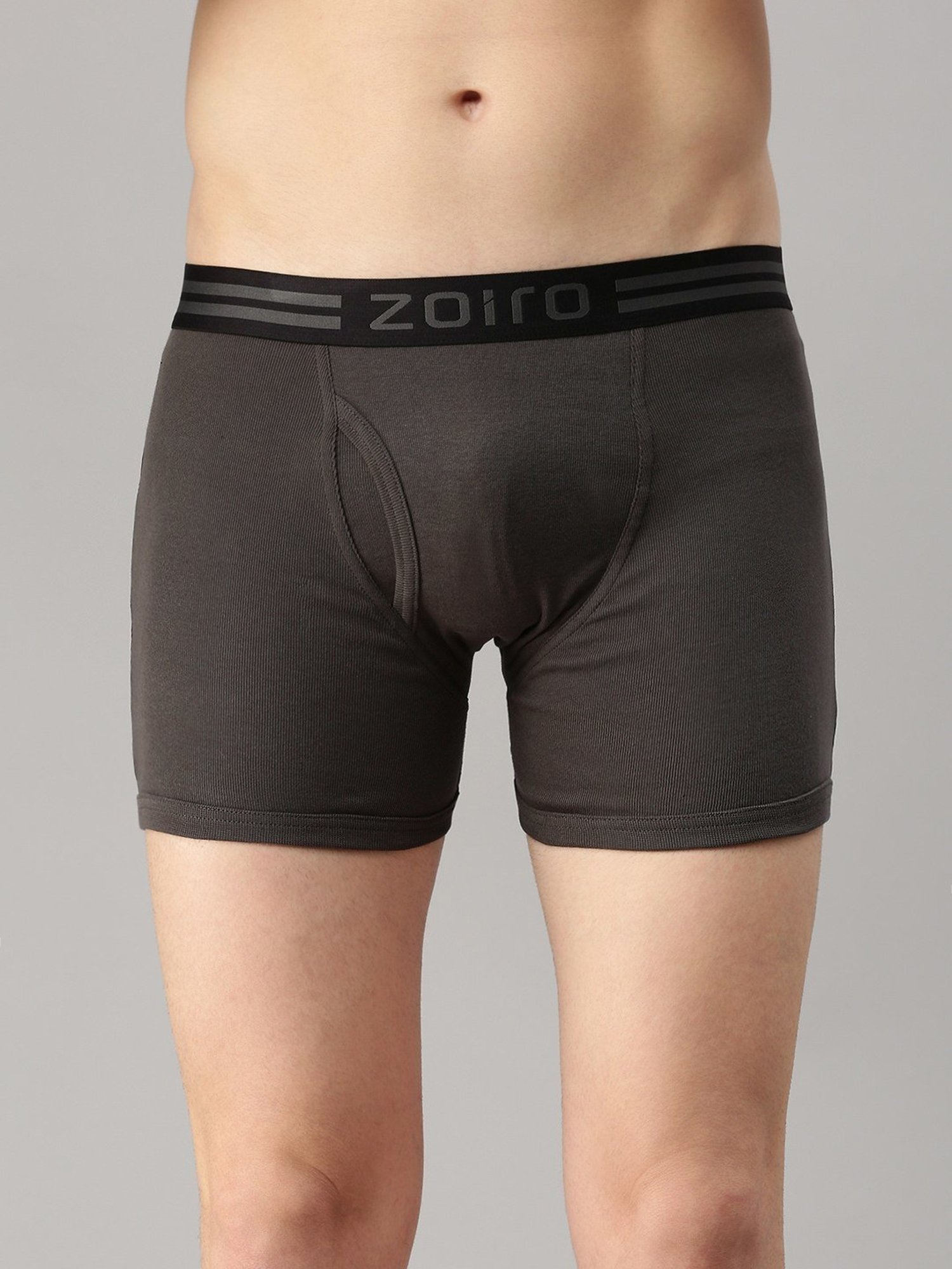Zoiro Smoked Pearl & Dark Denim Cotton Regular Fit Trunks - Pack Of 2