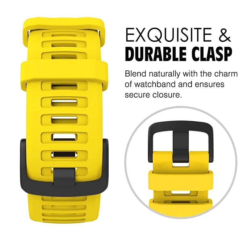 Watch Band Compatible with Garmin Instinct Sports GPS Smart Watch Soft Silicone Adjustable Replacement Strap Fit Garmin InstinctInstinct TideInstinct Tactical Yellow