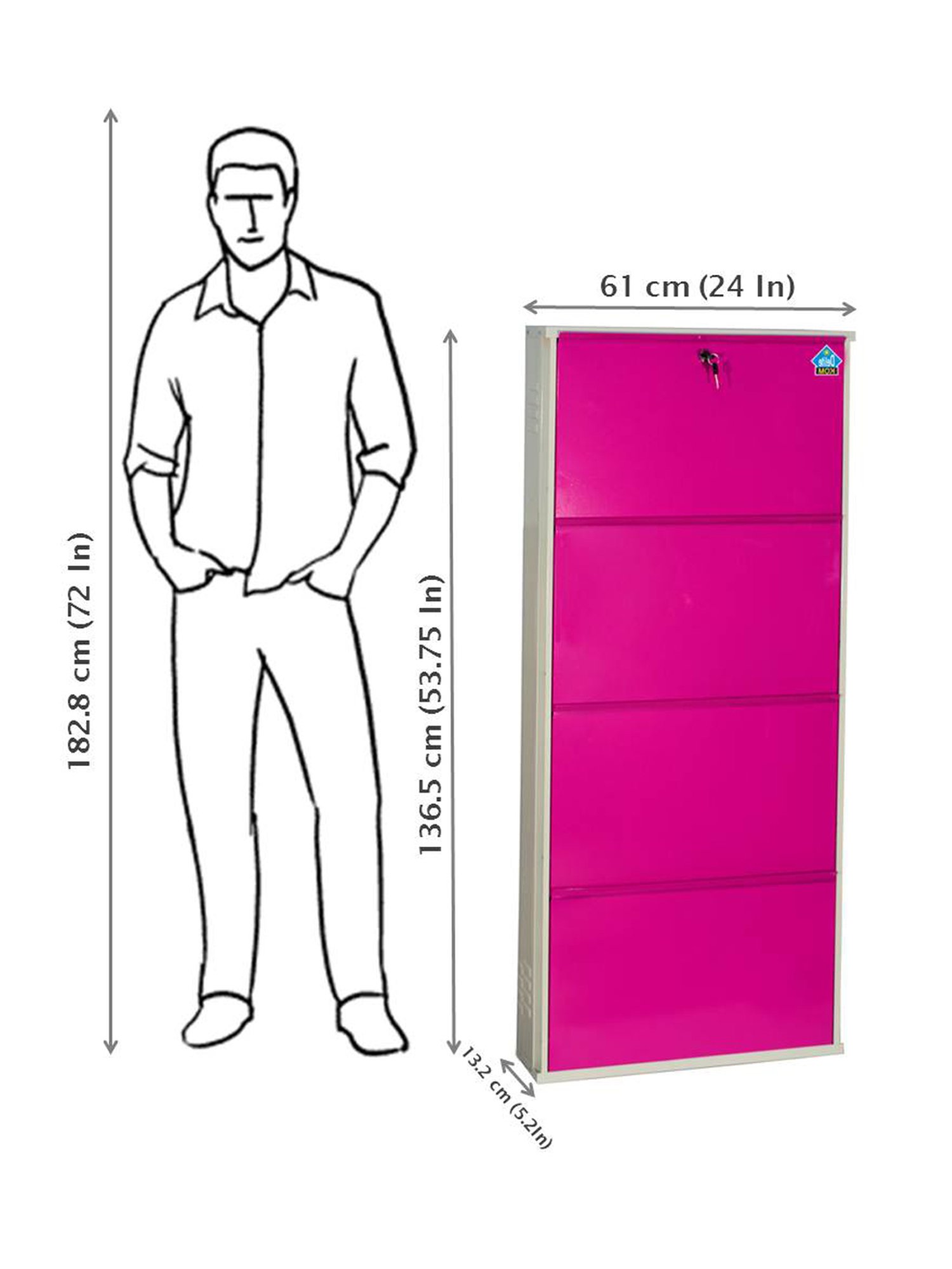 Delite Kom Metal Shoe Rack - 24" 10 Shelf, Double Decker, Ivory, PowderCoat, Wall Mount, DIY