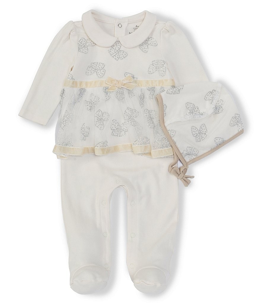 Baby Starters Baby Girls 3-9 Months Long-Sleeve Glitter Mesh-Overlay Coverall