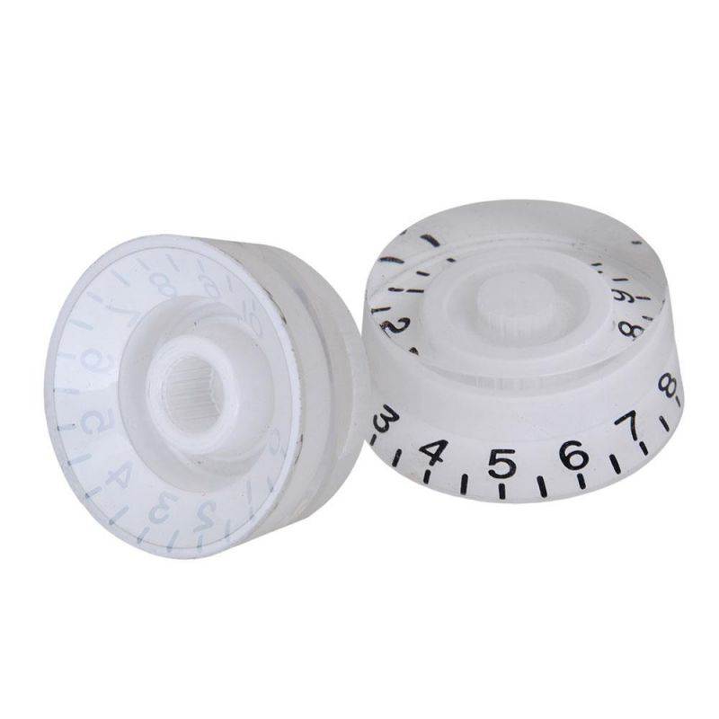 BQLZR White Round Knob Electric Guitar Speed Control Knob with Black Number Set of 20