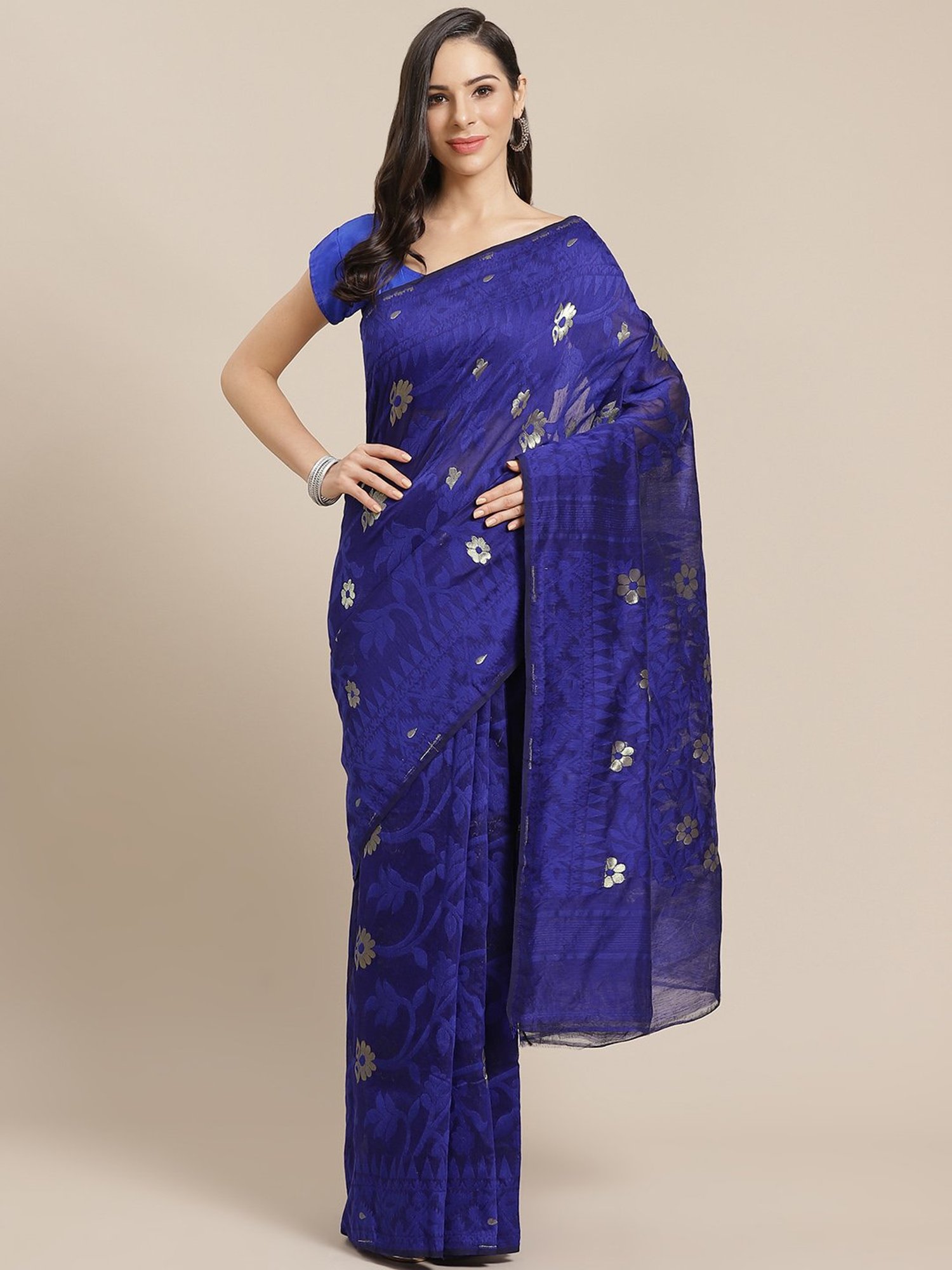 Kalakari India Navy Woven Saree