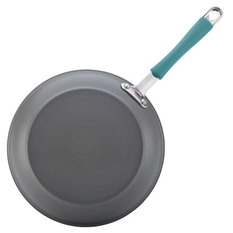 Rachael Ray Twin Pack Hard-Anodized Nonstick Skillet Set with Handles - Gray with Agave Blue