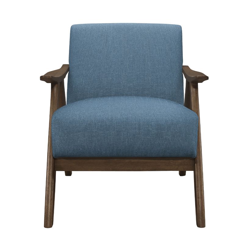 Lexicon Damala Collection Retro Inspired Wood Frame Accent Chair Seat with Polyester Fabric for Living Rooms and Offices, Blue