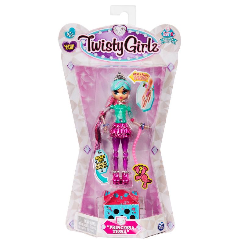 Twisty Girlz Princessa Tessa Transforming Doll to Collectible Bracelet with Mystery Twisty Petz