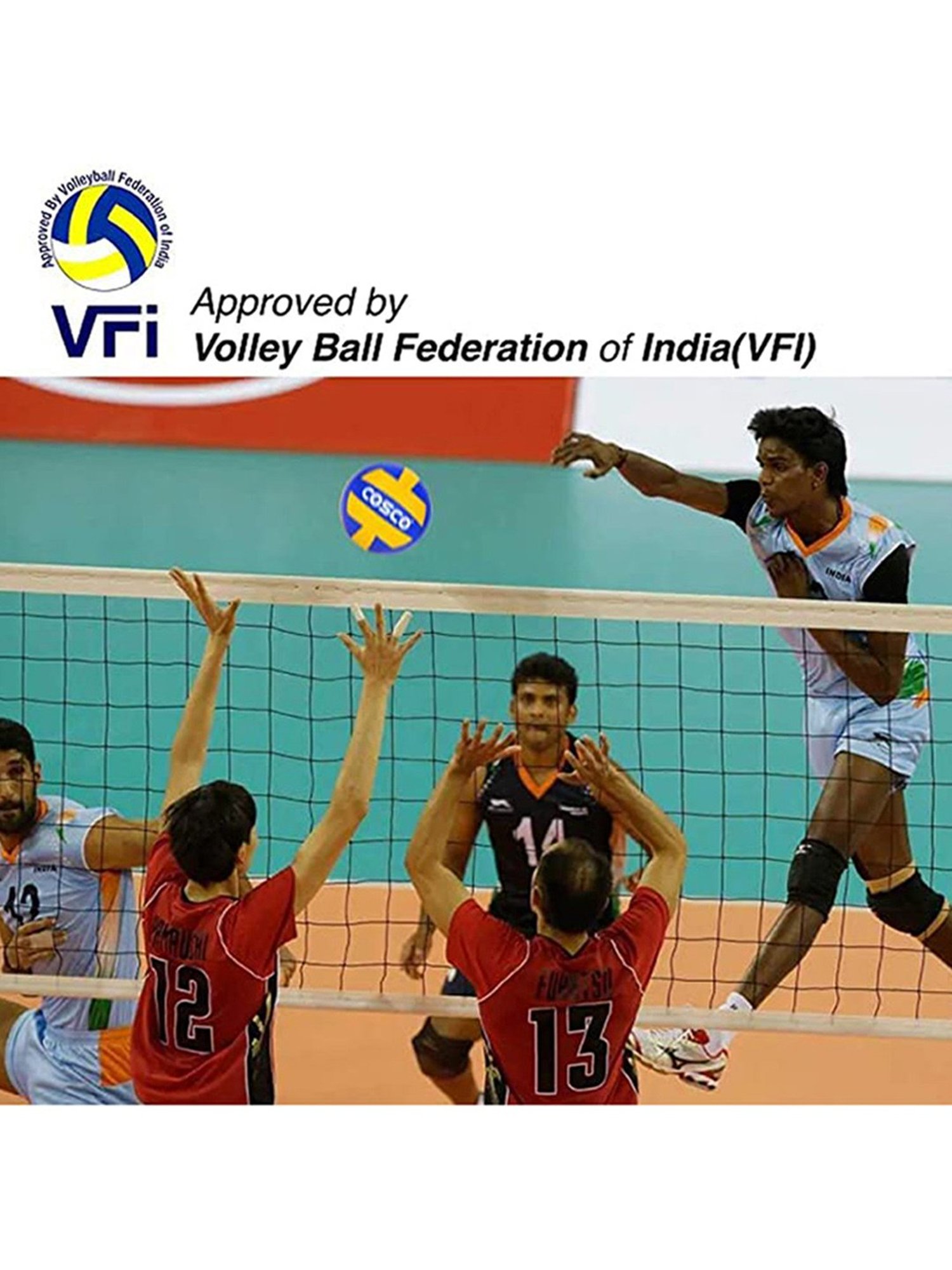 Cosco Leather Pasted Volleyball (Multicolor) Size - 4