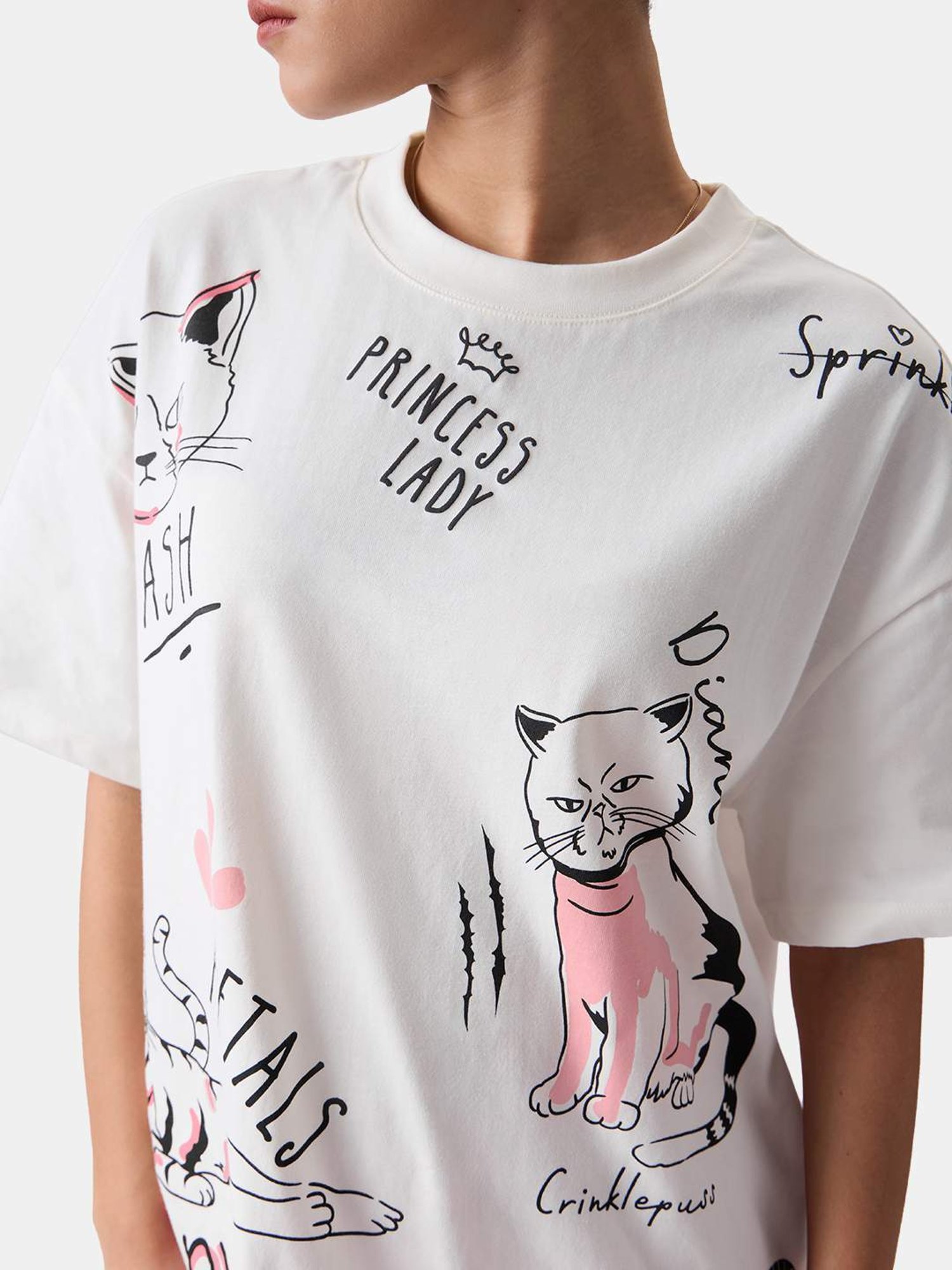 The Souled Store White Cotton Printed T-Shirt