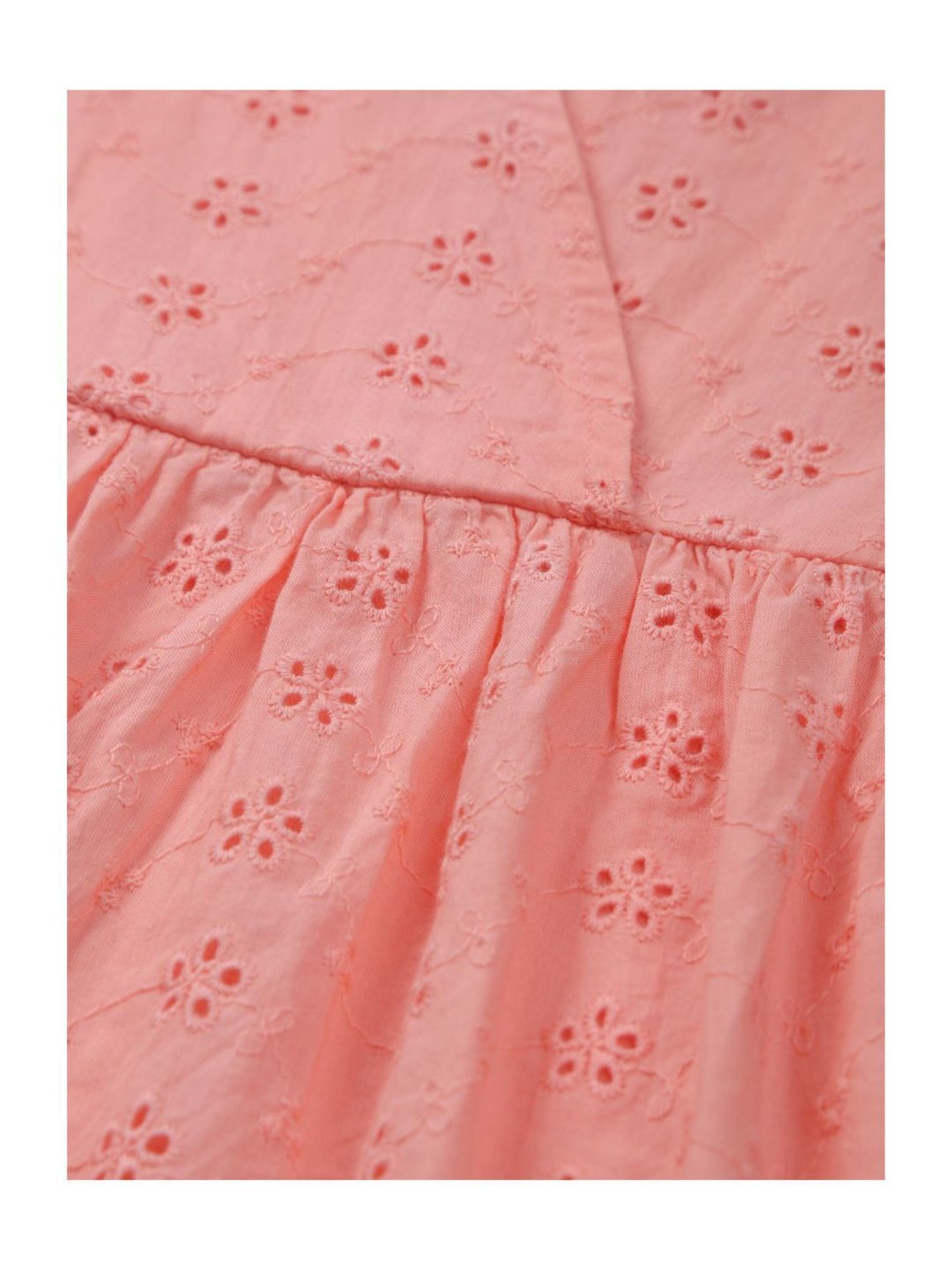Gini & Jony Kids Pink Cotton Embroidered Dress