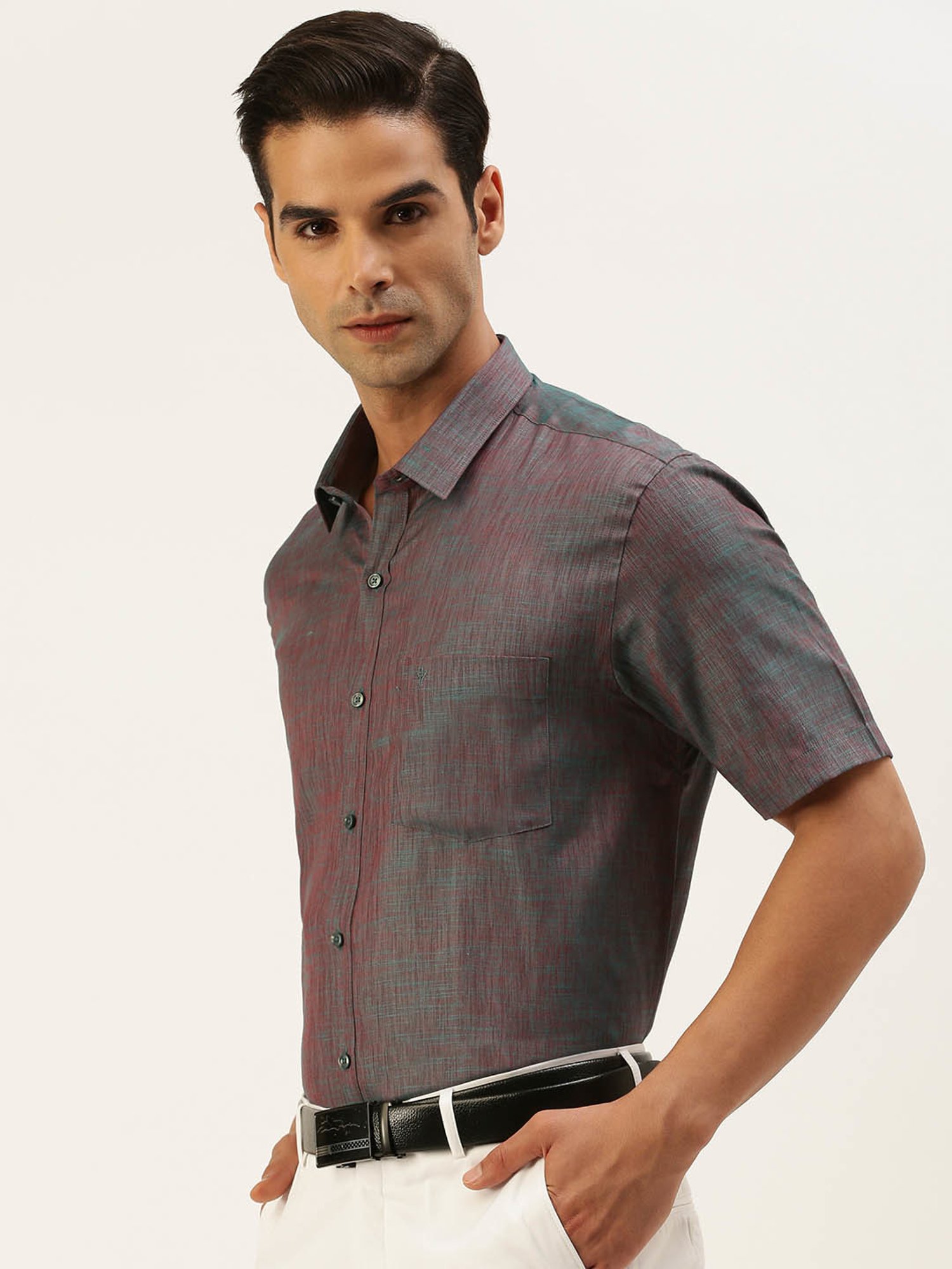 Ramraj Grey Regular Fit Shirt