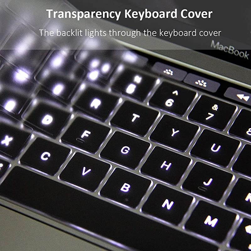 Premium Ultra Thin TPU Keyboard Cover Skin for MacBook Air 13Inch 2018 2019 with Touch ID Retina Display Model A1932 NOT FIT Air 2020 Keyboard Accessories Protector Transparent Clear