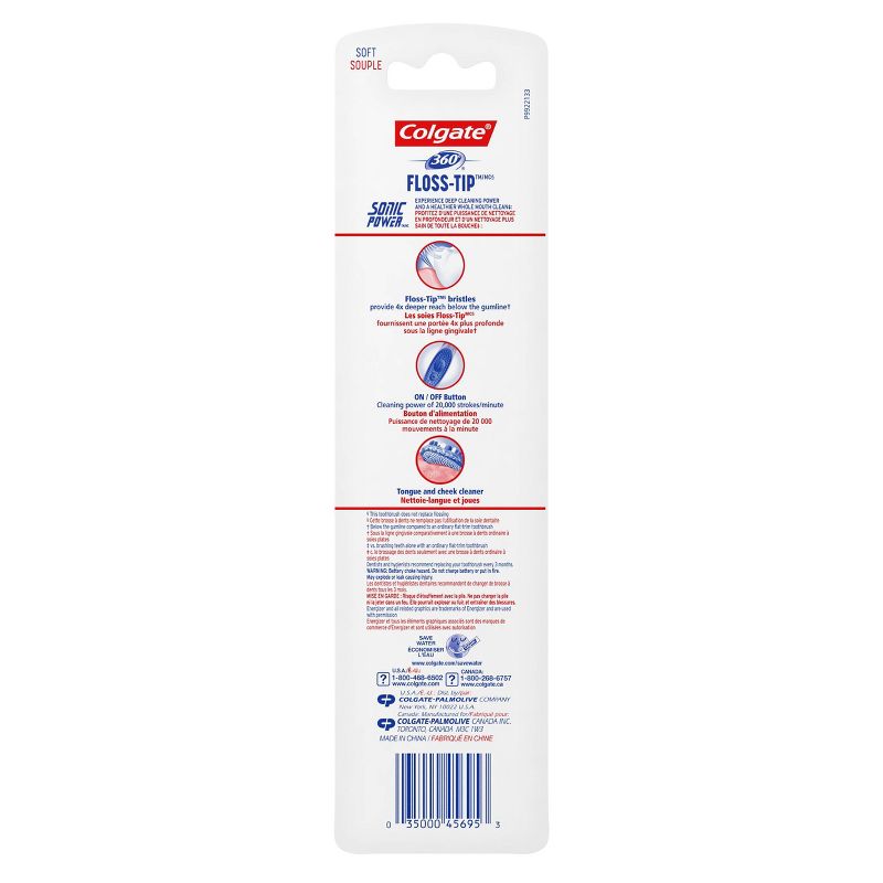 Colgate 360 Total Advanced Floss Tip Bristles Sonic Powered Toothbrush - Soft - 2ct