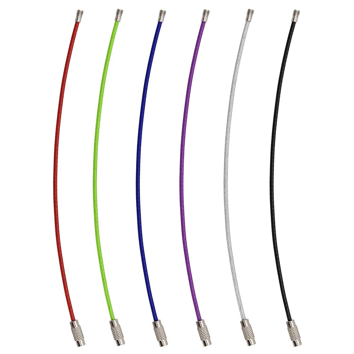 Keychain, Wisdompro 6 Pack of 6.3 Inches Stainless Steel Wire Ring 2mm Cable Loops/Rings for Hanging Luggage Tag, Keyrings and ID Tag Keepers (Pack of 6-6.3")