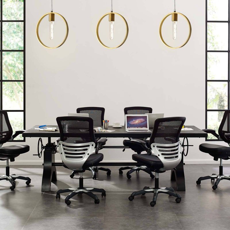 96" Genuine Crank Height Adjustable Rectangle Dining and Conference Table Black - Modway