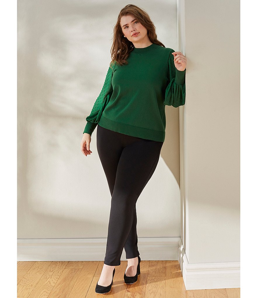 Intro Plus Size Solid Double Knit Tummy Control Leggings