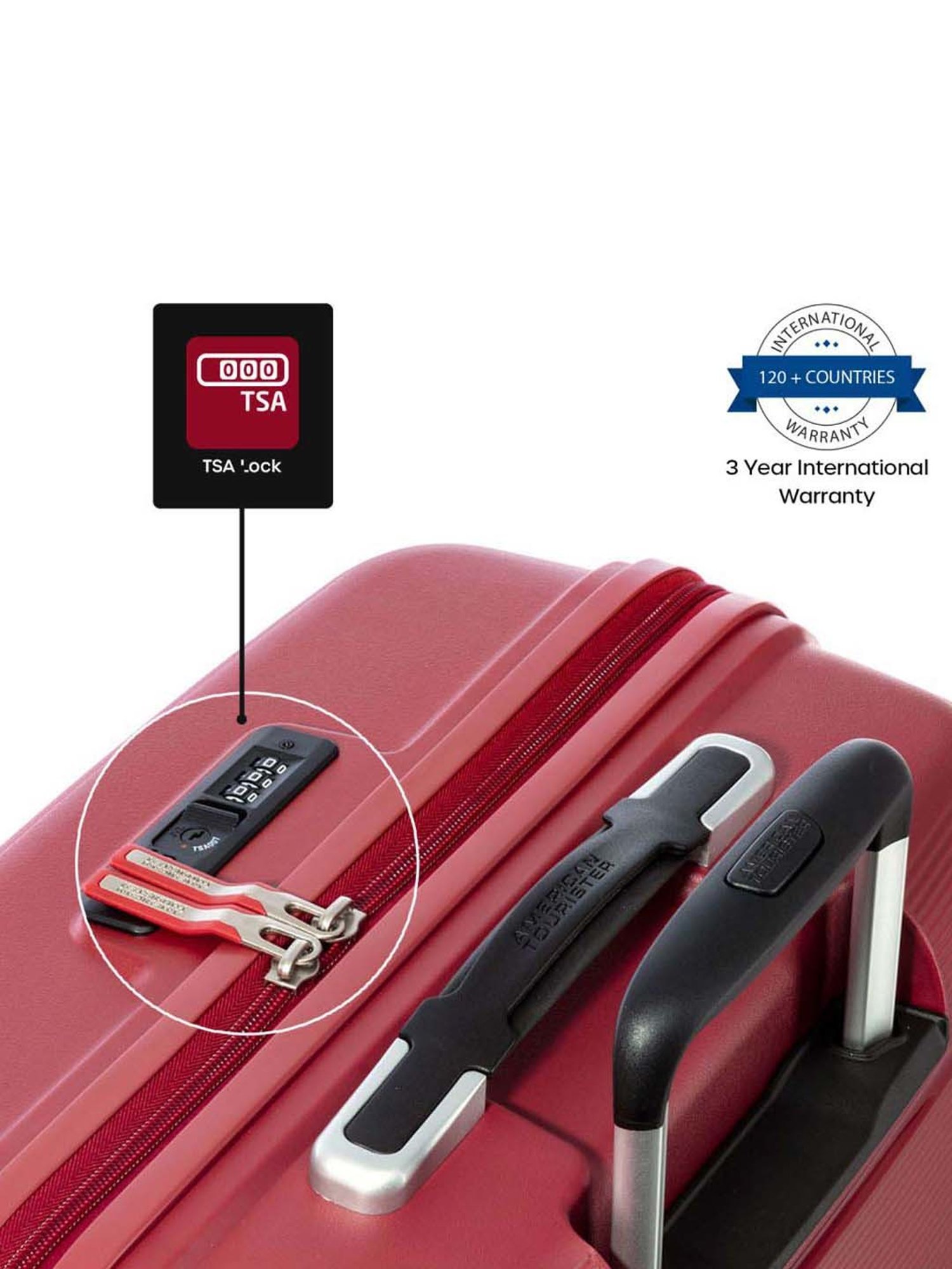 American Tourister Linex Red Textured Hard Large Trolley Bag - 54 cm