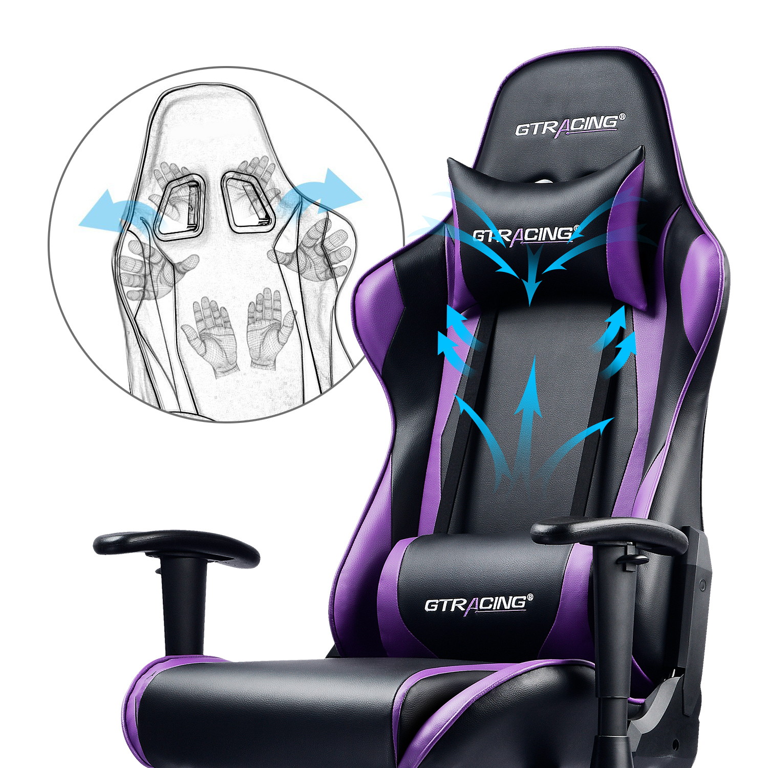 Gaming Chair, Racing Style Computer Desk Chair Padded Armrests Ergonomic Lumbar Support Adjustable Height