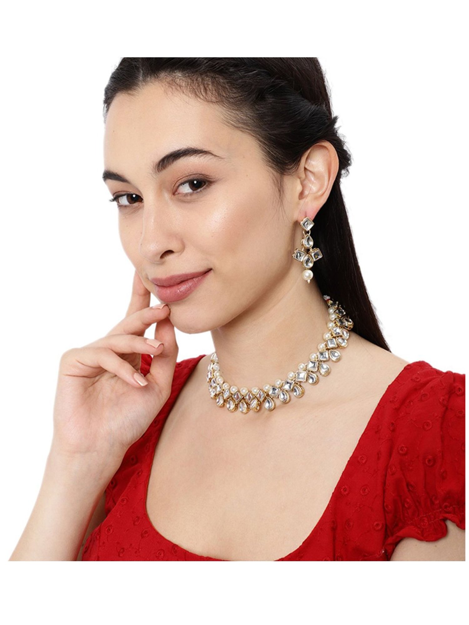 Zaveri Pearls Multicolor Alloy Necklace & Earring Set