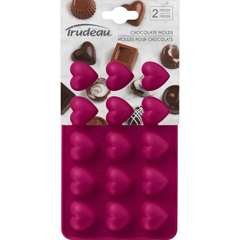 Trudeau 2pk Heart Chocolate Molds Red