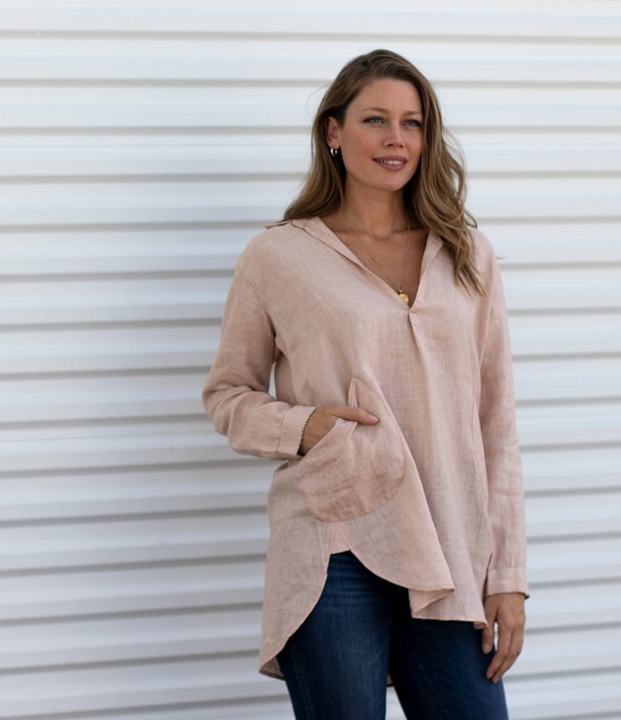 Karyn Seo Anika Split V Neck Linen Tunci