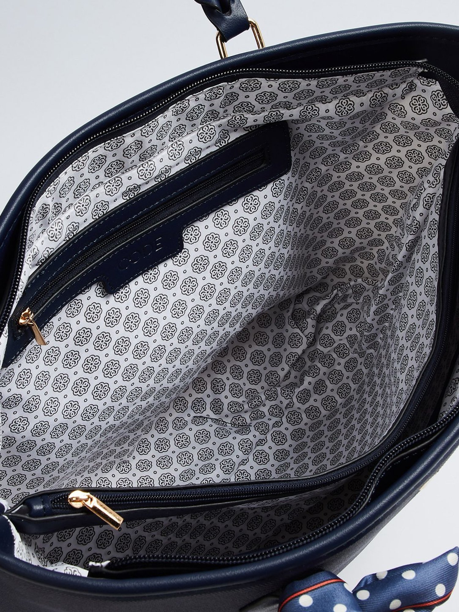 Code by Lifestyle Navy Textured Tote Bag