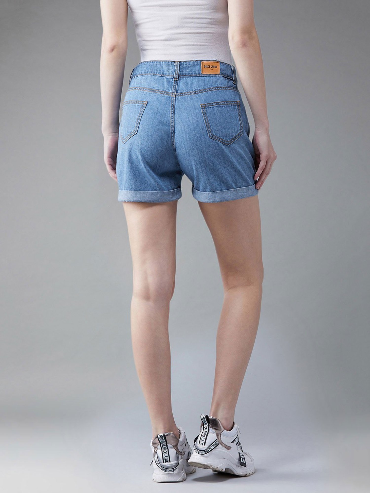 DOLCE CRUDO Blue Mid Rise Denim Shorts