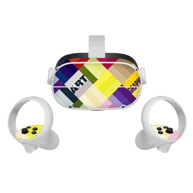 Amify Vinyl Skin Sticker for Oculus Quest 2 VR Headset Controller PVC Decals Cute Cartoon Wrap Cover for Oculus Quest 2 Accessories