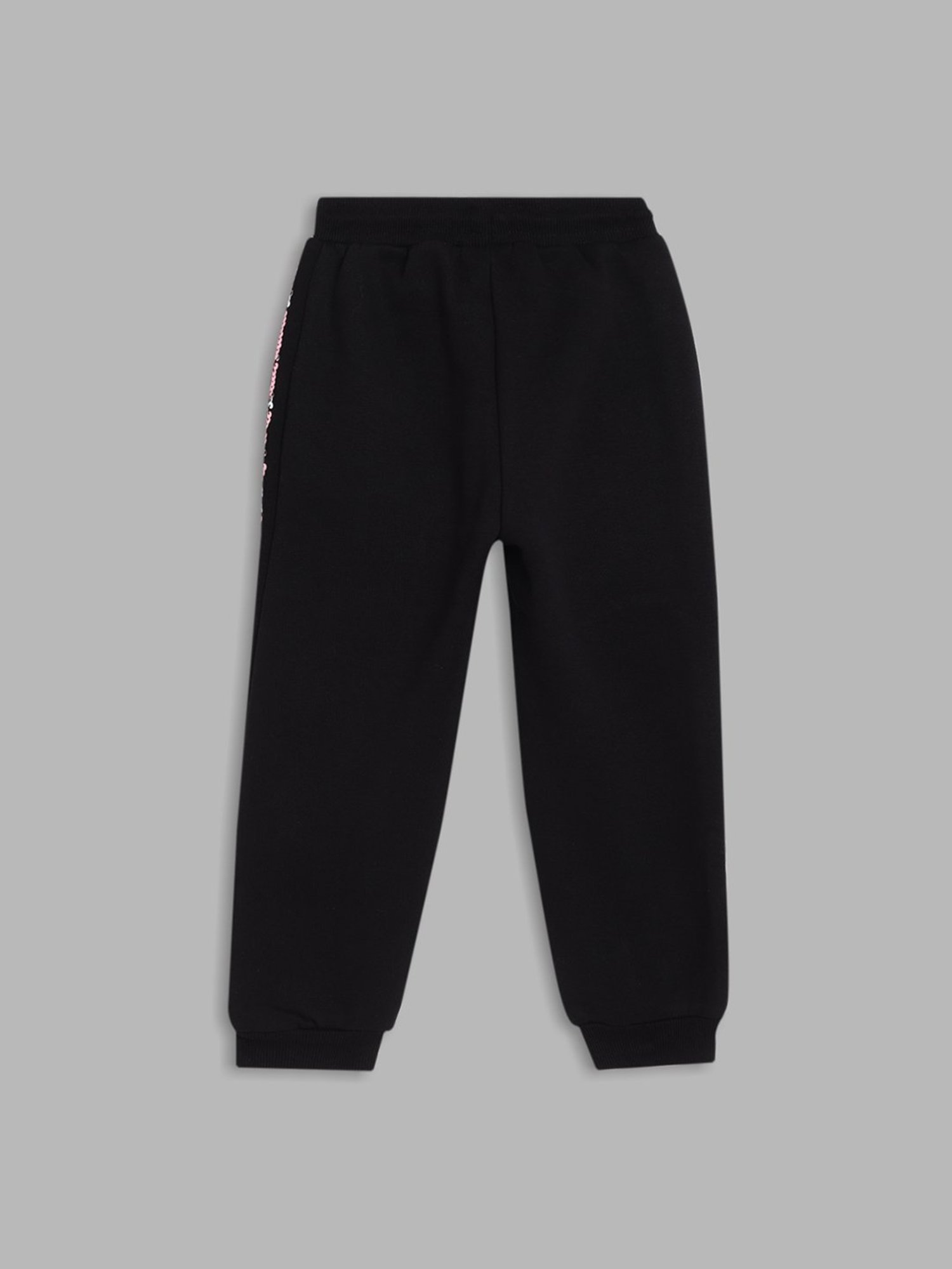 Elle Girls Black Embellished Sweatpants