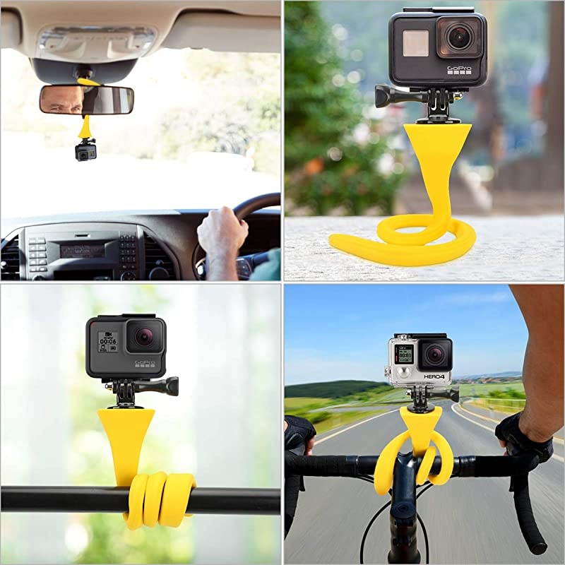 Flexible Stand for GoPro Twistable Mount for GoPro and Sports Cameras Yellow