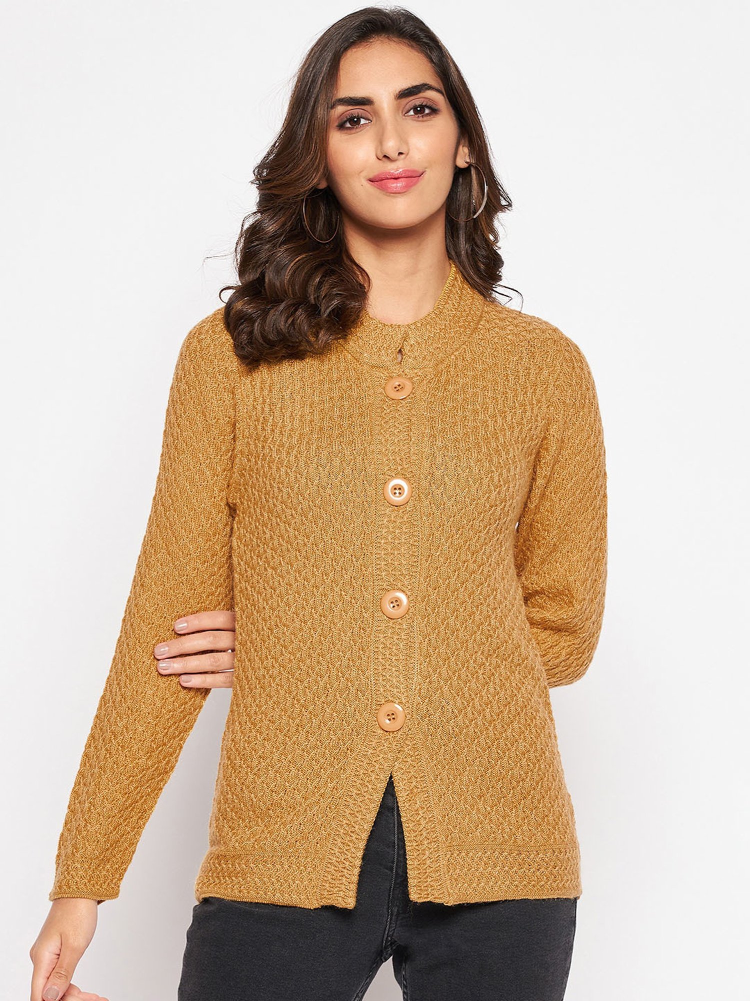 Crozo By Cantabil Mustard Cardigans