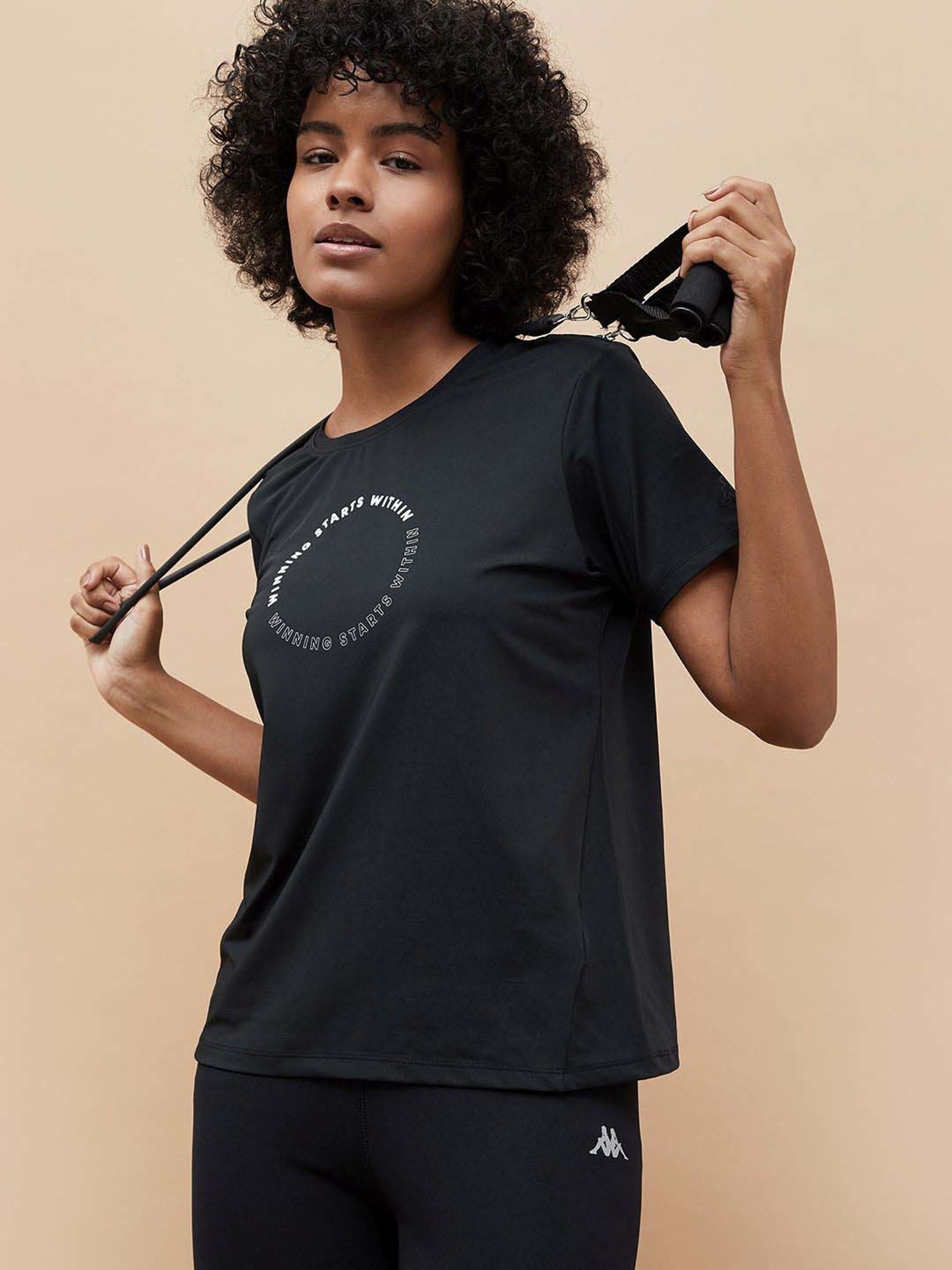 KAPPA Black Printed Sports T-Shirt