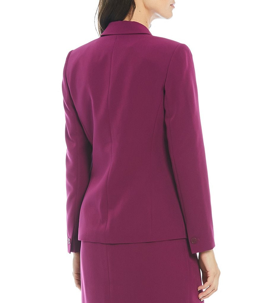 Tahari ASL Twill Crepe Long Sleeve One Button Flap Pocket Jacket