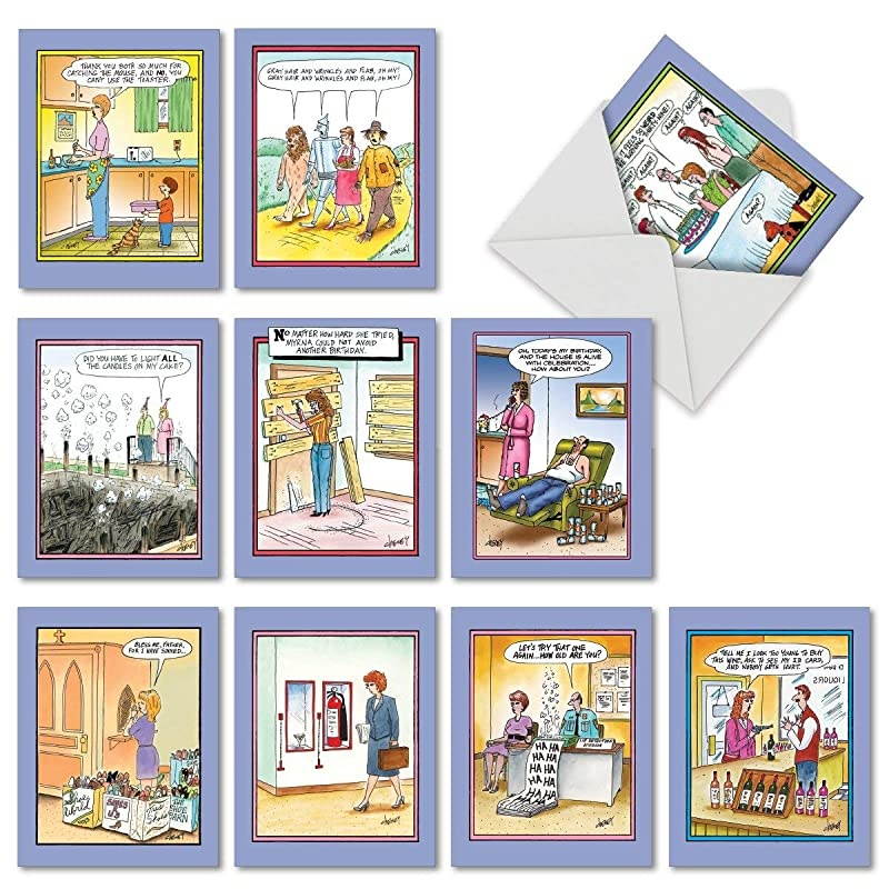 Tom Cheney Toons 10 Assorted Birthday Note Cards Featuring an Assortment of Hilariously Funny Cartoons by Tom Cheney wWhite Envelopes