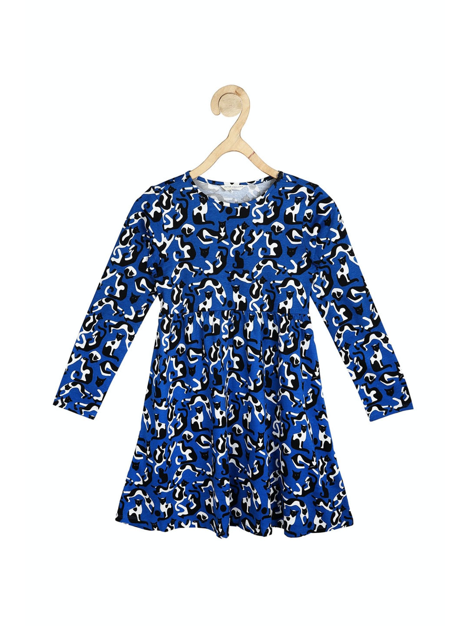 Peter England Kids Blue Printed Full Sleeves Dress