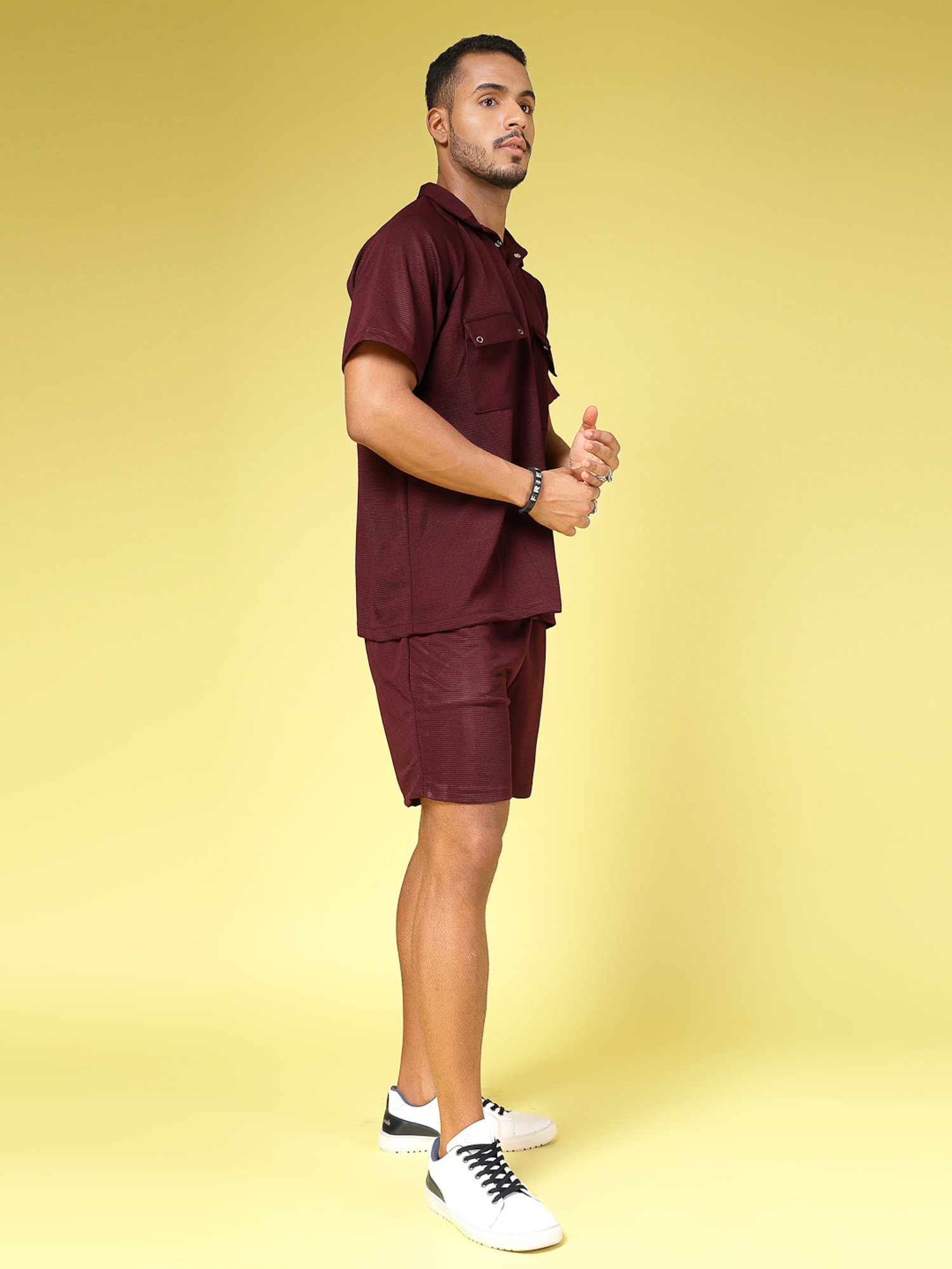 Rigo Wine Loose Fit T-Shirt & Shorts Set