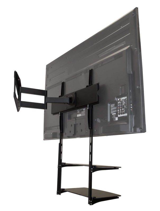 Mount-It! TV Wall Mount Shelf | Two Tempered Glass Shelves | Storage Bracket | Fits VESA Patterns 400x400mm